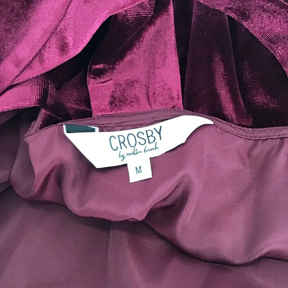 Crosby by Mollie Burch Velvet Ellie Swing Halter Style Dress Burgundy Size Med - Picture 6 of 8